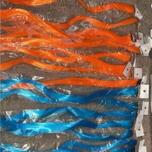 Vibrant Orange and Blue clip in hair
